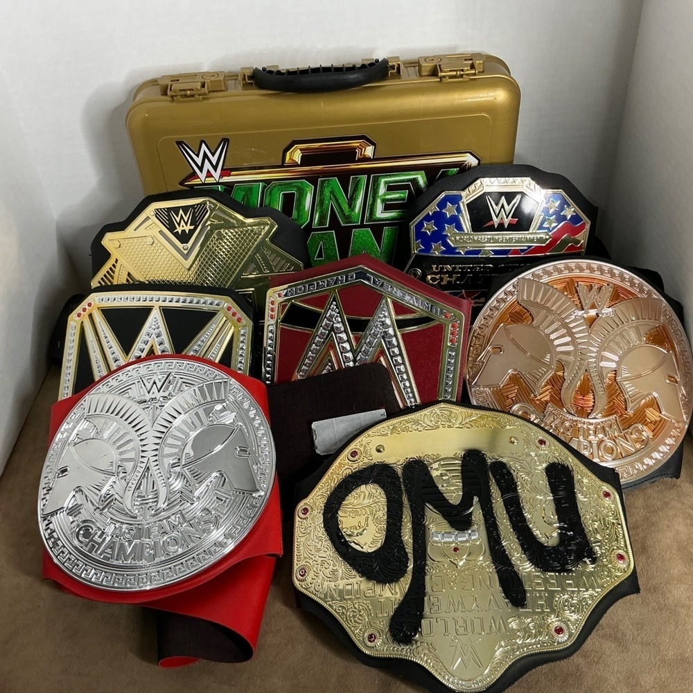 WWE‎ Kids Replica Championship Belts Mega Lot Youth + Money In The Bank Case